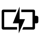 battery with a charging symbol across the middle of it